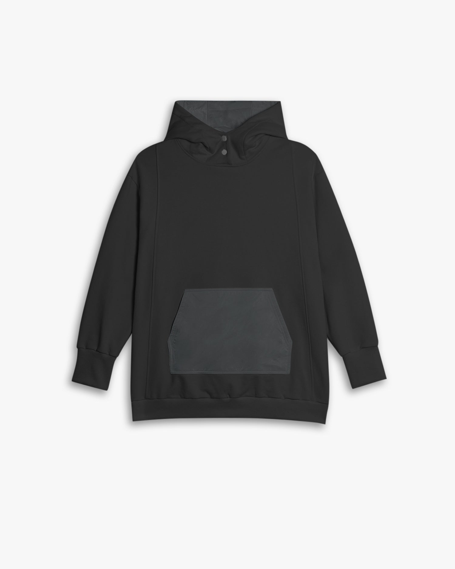 Buttoned High-Neck Hoodie - Ash, L image