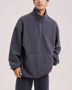Plain Half-Zip Fleece Sweatshirt image 0
