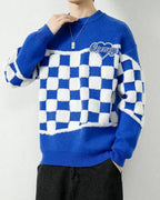 Checked Crewneck Jumper - Blue, XXXL image