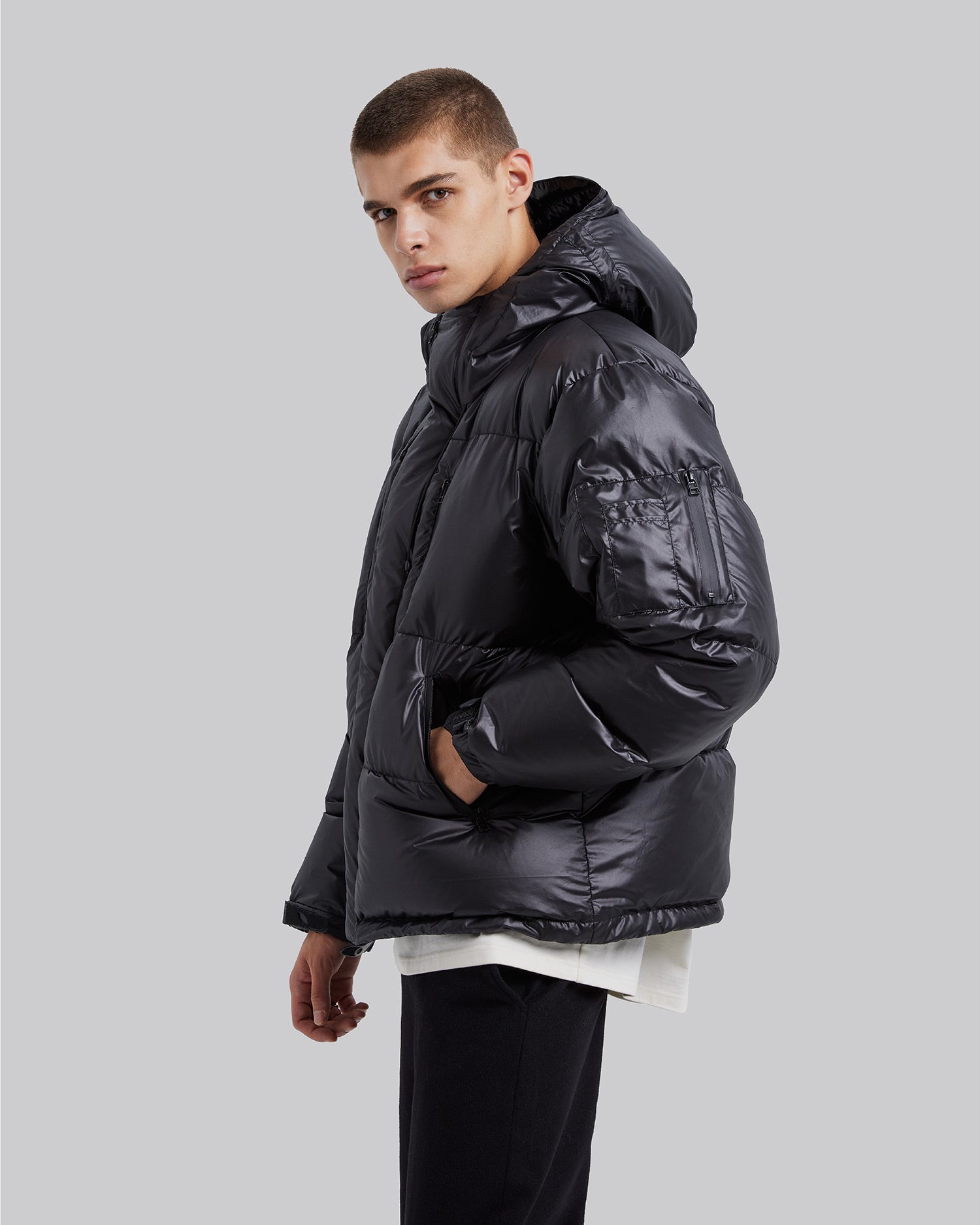 All-Black Classic Puffer Jacket image 3