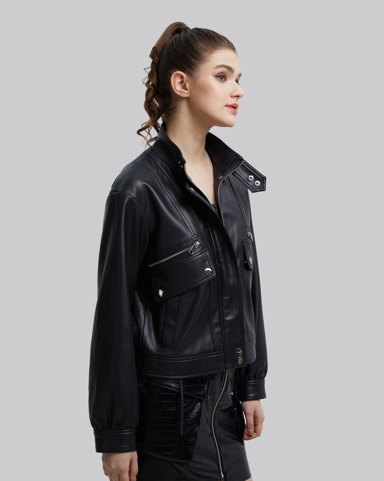Faux-Leather Biker Jacket image 3