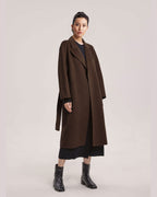Woolen Long Wrap Coat - Brownie, S image