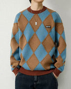 Checked Crewneck Jumper - Brown, L image