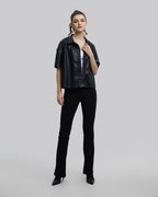Faux-Leather Short-Sleeve Shirt image 1