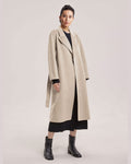 Woolen Long Wrap Coat - Beige, S image
