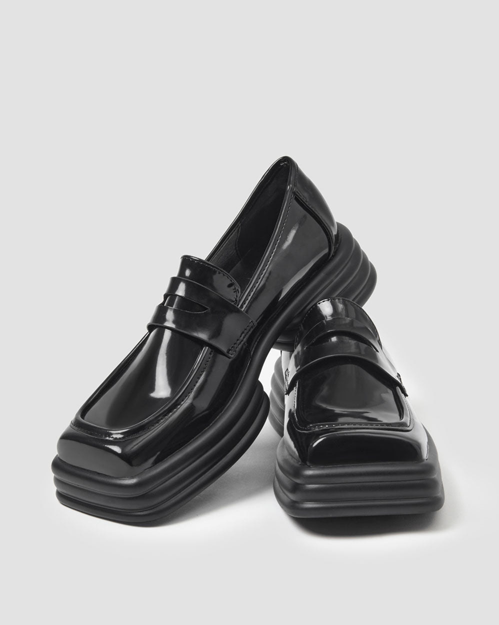 Square Toe Loafers - Shiny Black, 5 image