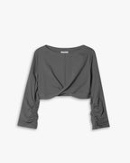 Cross-Front Cropped Sweatshirt - Fossil, L image