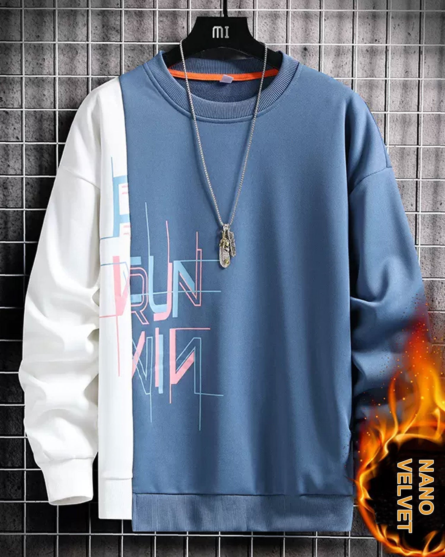 Misplaced Hem Crewneck Sweatshirt - Steel Blue, XXXL image