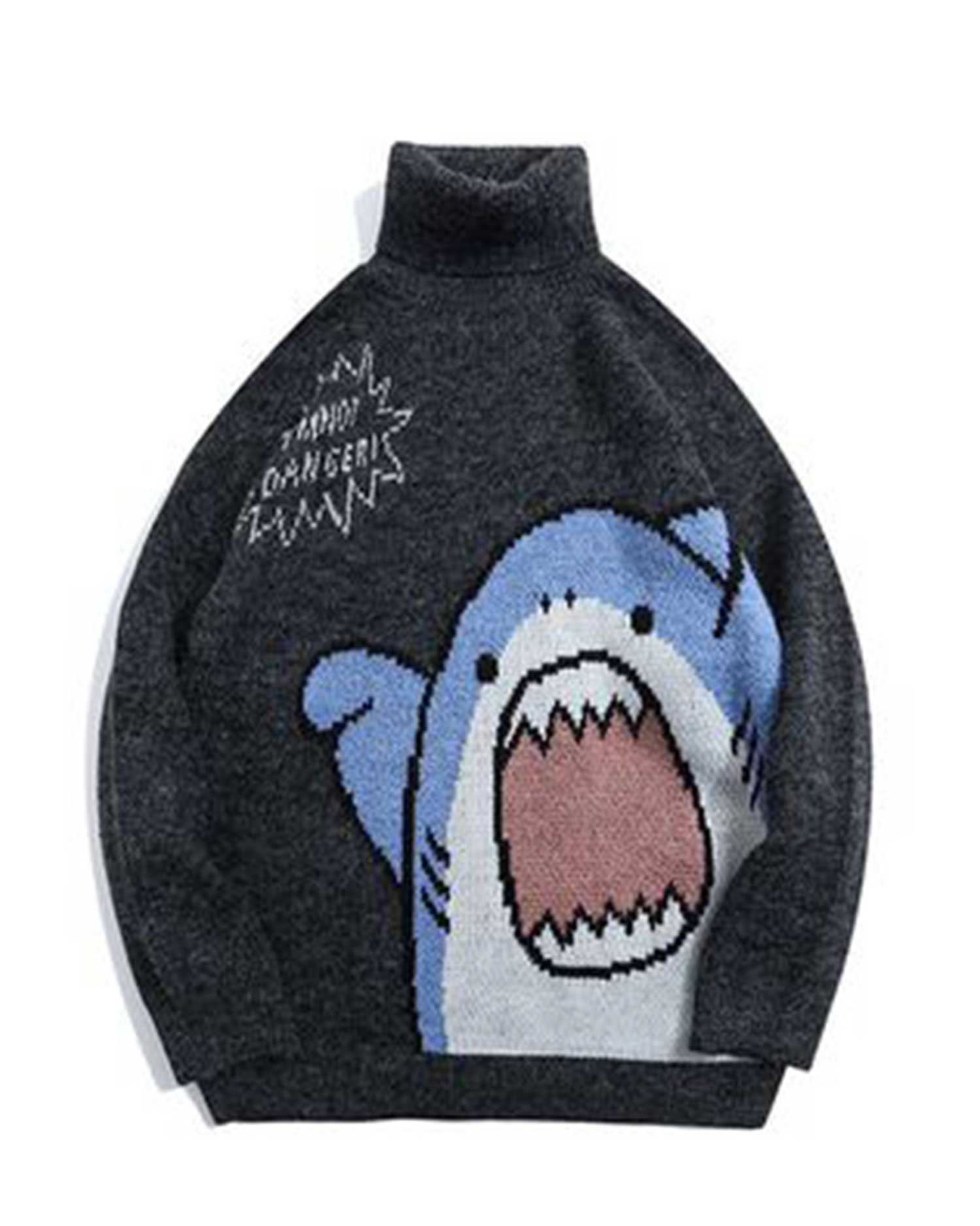 Knitted Crewneck Shark Jumper - Midnight Black, L image