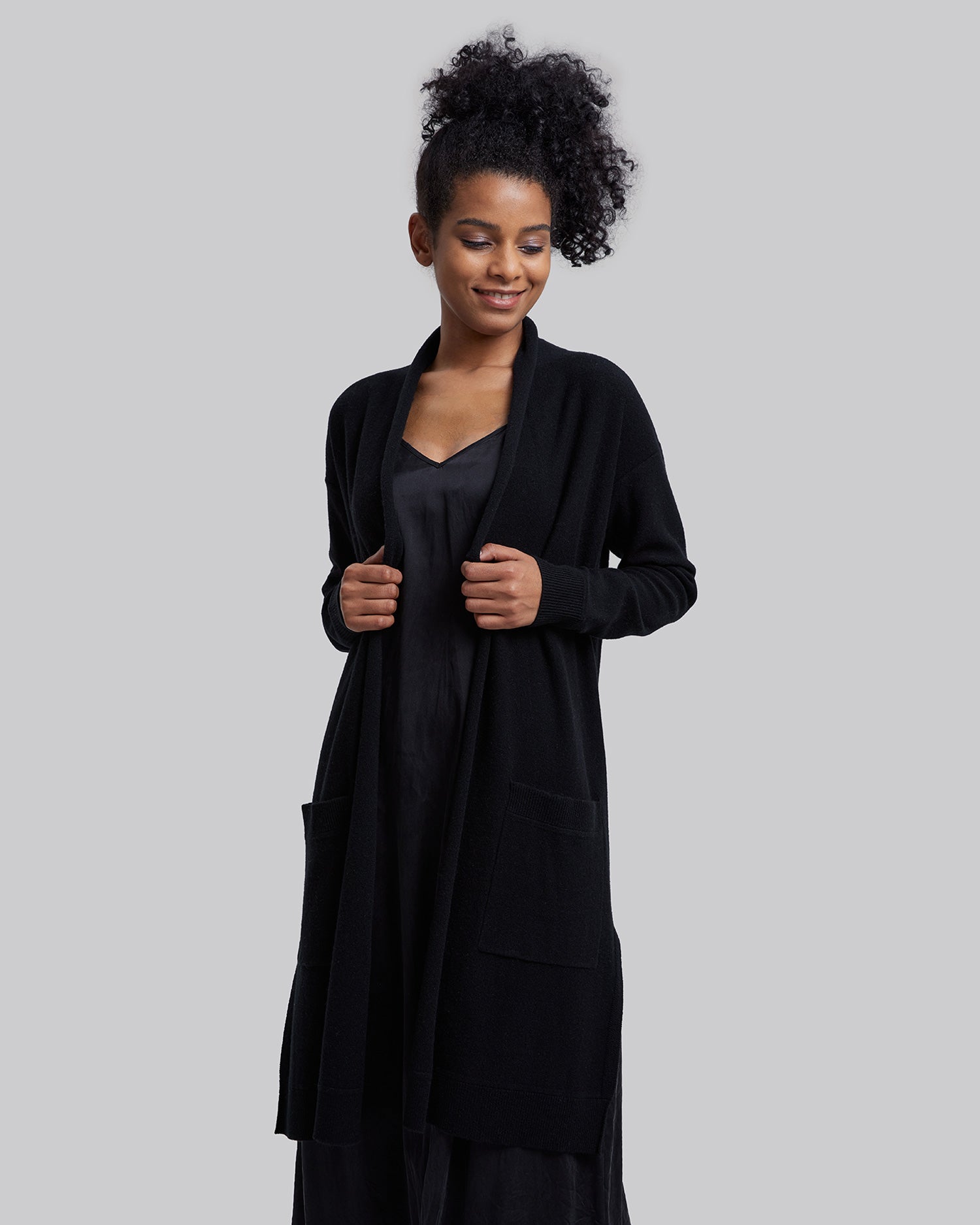 Woolen Wrap-Coat in Black image 1