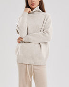 Turtleneck Basic Yak-Wool Sweater - Cream, S image