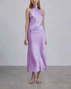 Sleeveless Cocktail Silk Maxi Dress - Lavender, M image