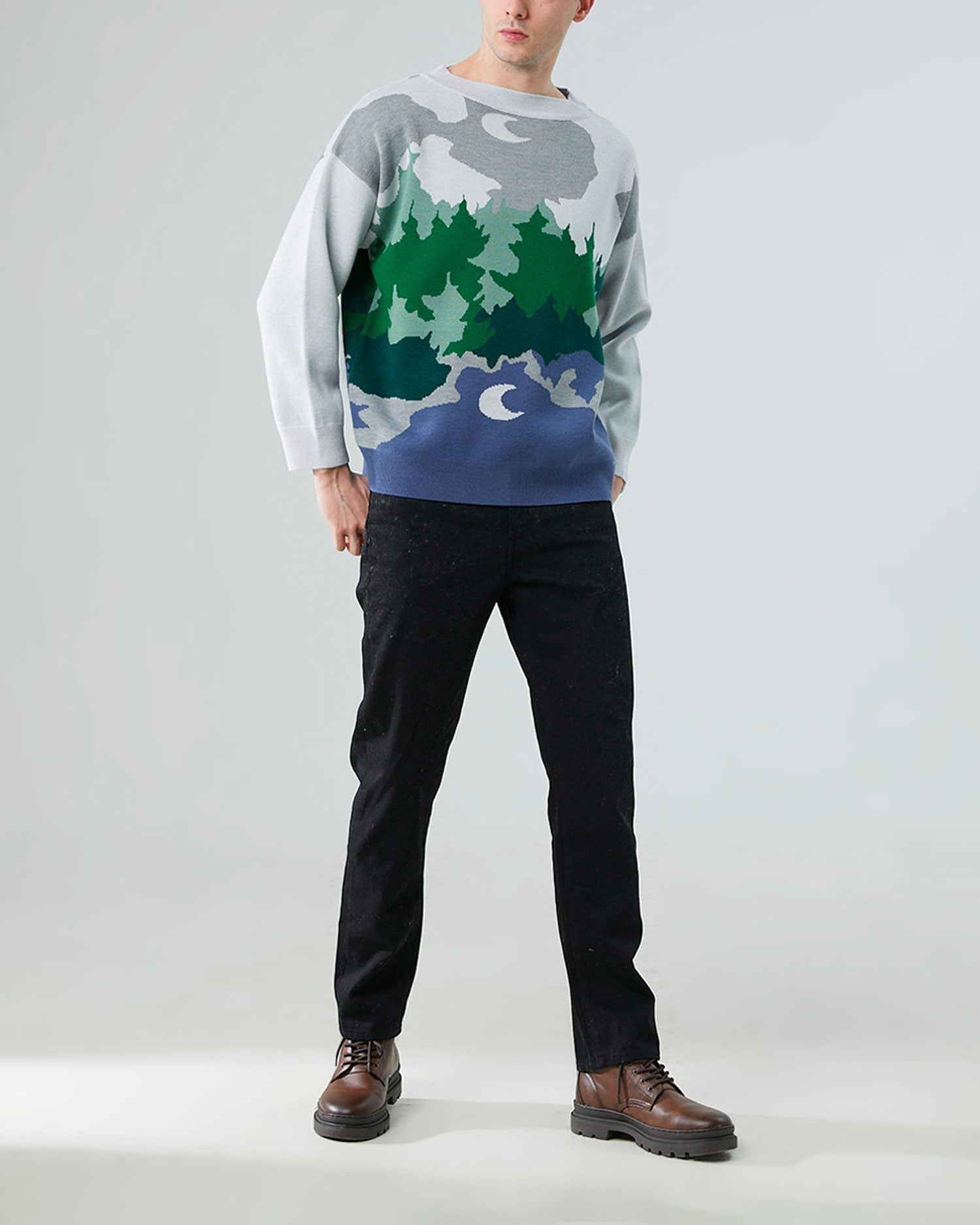 Wool Landscape Sweater - Reflection Lake, S image