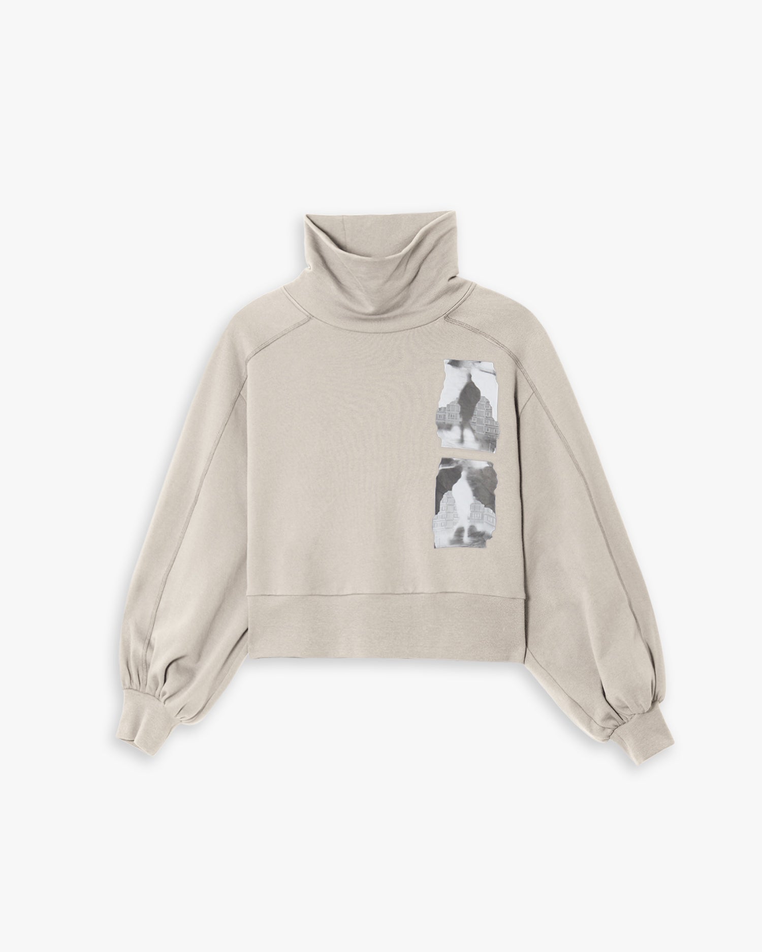 Raglan Shoulder Turtleneck Sweatshirt - Light Grey, L image