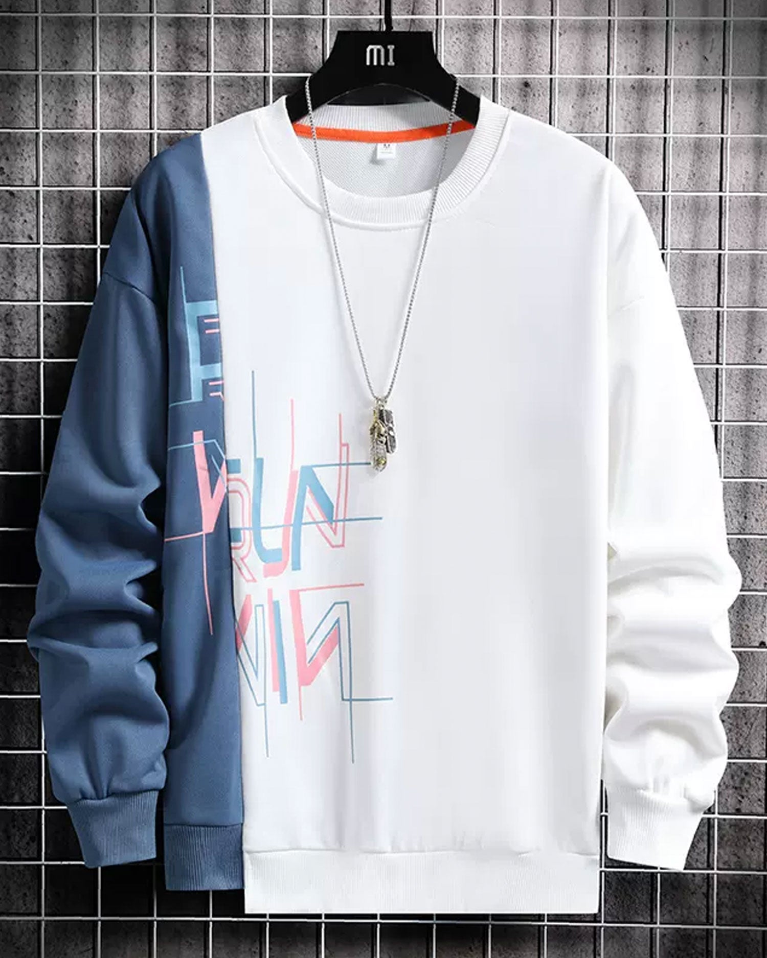 Misplaced Hem Crewneck Sweatshirt - White, XL image