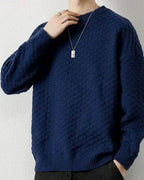 Crewneck Cable-Knit Jumper - Midnight blue, XXXL image