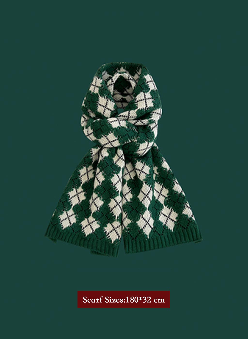 Winter Retro Warm Christmas Plaid Scarf - Waterscape, OS image