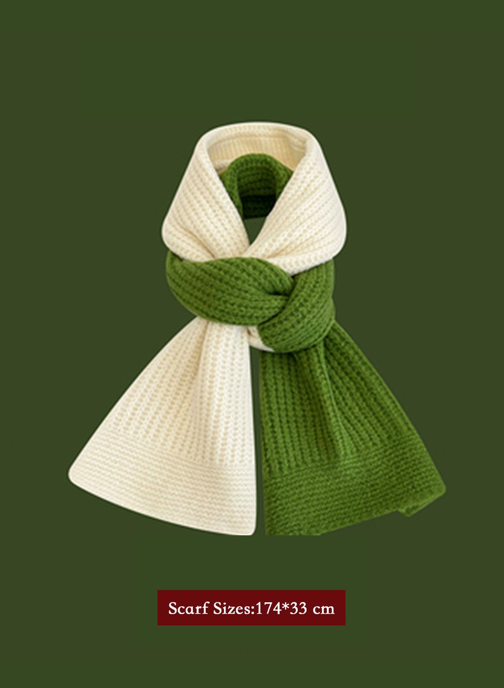 Winter Retro Warm Christmas Plaid Scarf - White, OS image