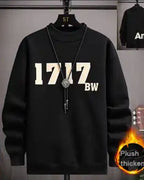 Layered Crewneck Letter Sweatshirt - Midnight Black, L image