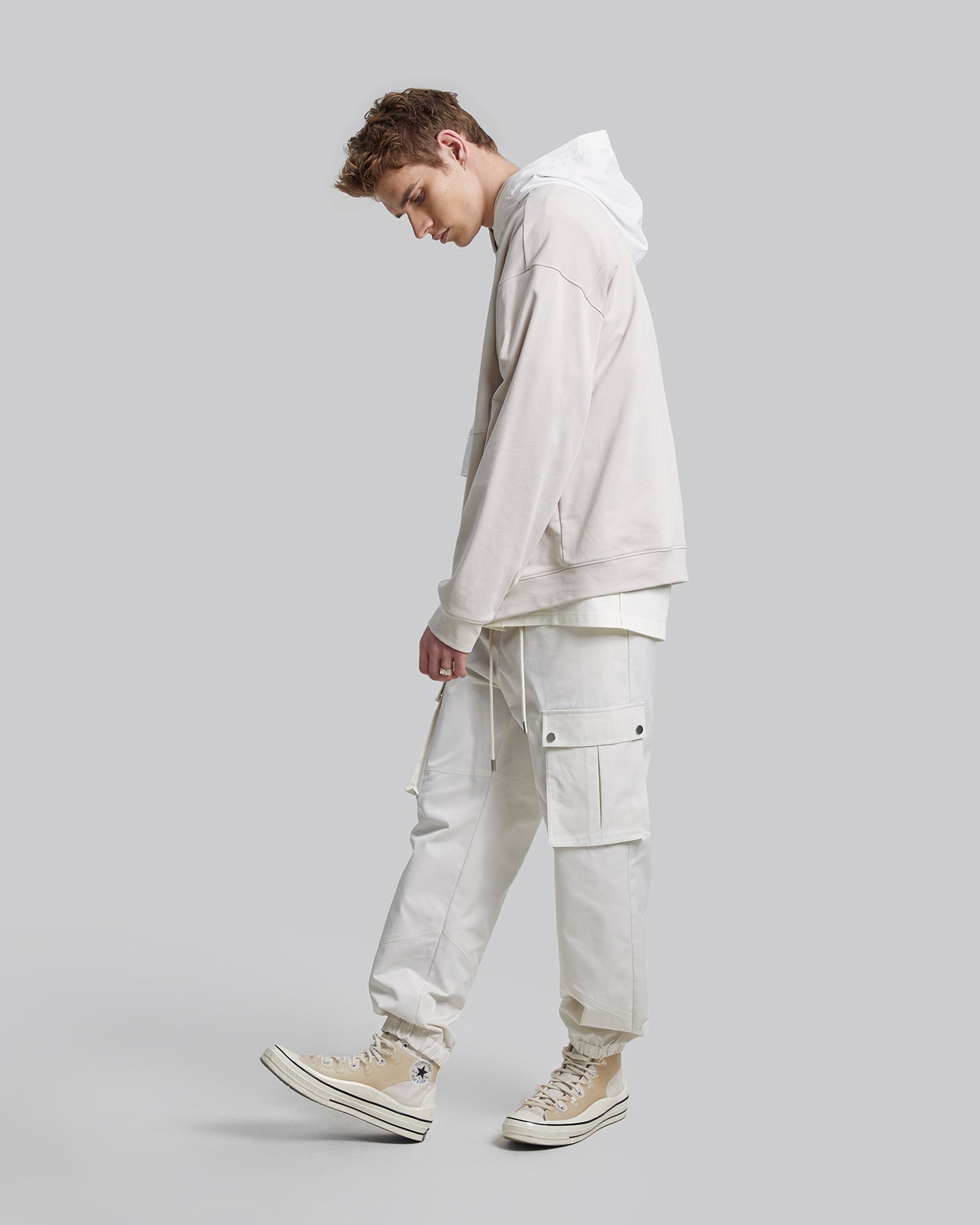 Paneled Athletic Pants - Beige, L image
