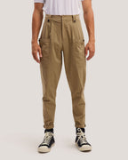 Mid Waist Tapered Leg Pants - Khaki, M image