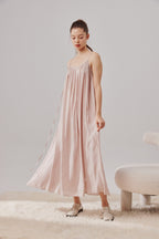 Spaghetti Strap Relaxed Long Dress - Pearl Pink, OS image