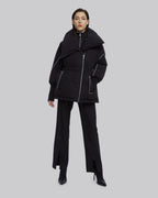 Reflective Large Collar Puffer Jacket - Black, S image