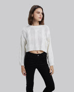 Cropped Cable Knit Sweater image 1