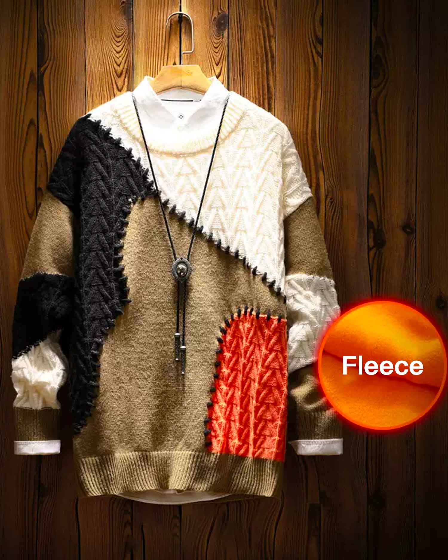 Vintage Patchwork Knit Jumper - Cedar, XXXL image