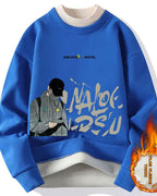 Layered Neck Cotton Pullover - Azure, XL image