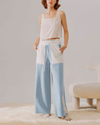 Drawstring Wide Leg Paneled Pants - Lake Panel, M image