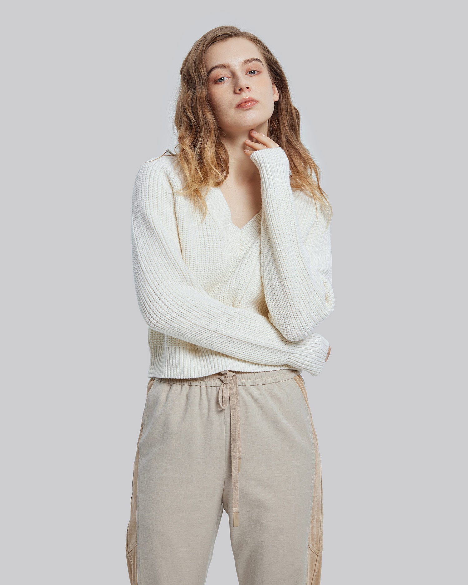 V-Neck Cropped Sweater image 1