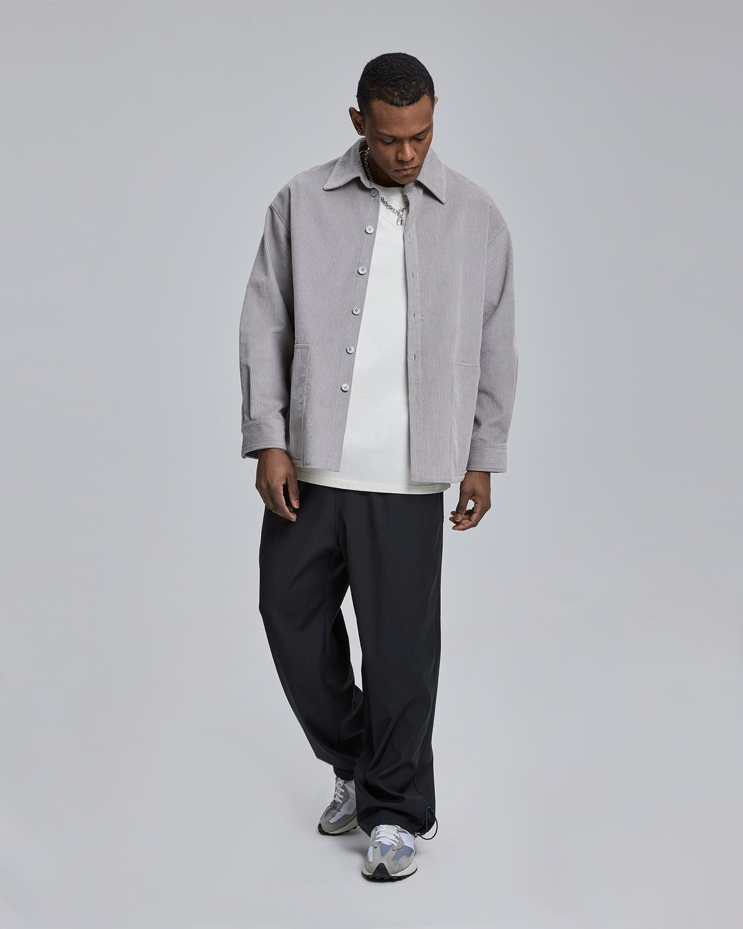 Corduroy Over Shirt - Grey, XL image