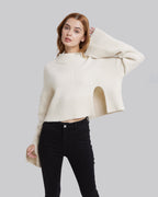 Cropped Side Slit Cashmere Sweater image 2