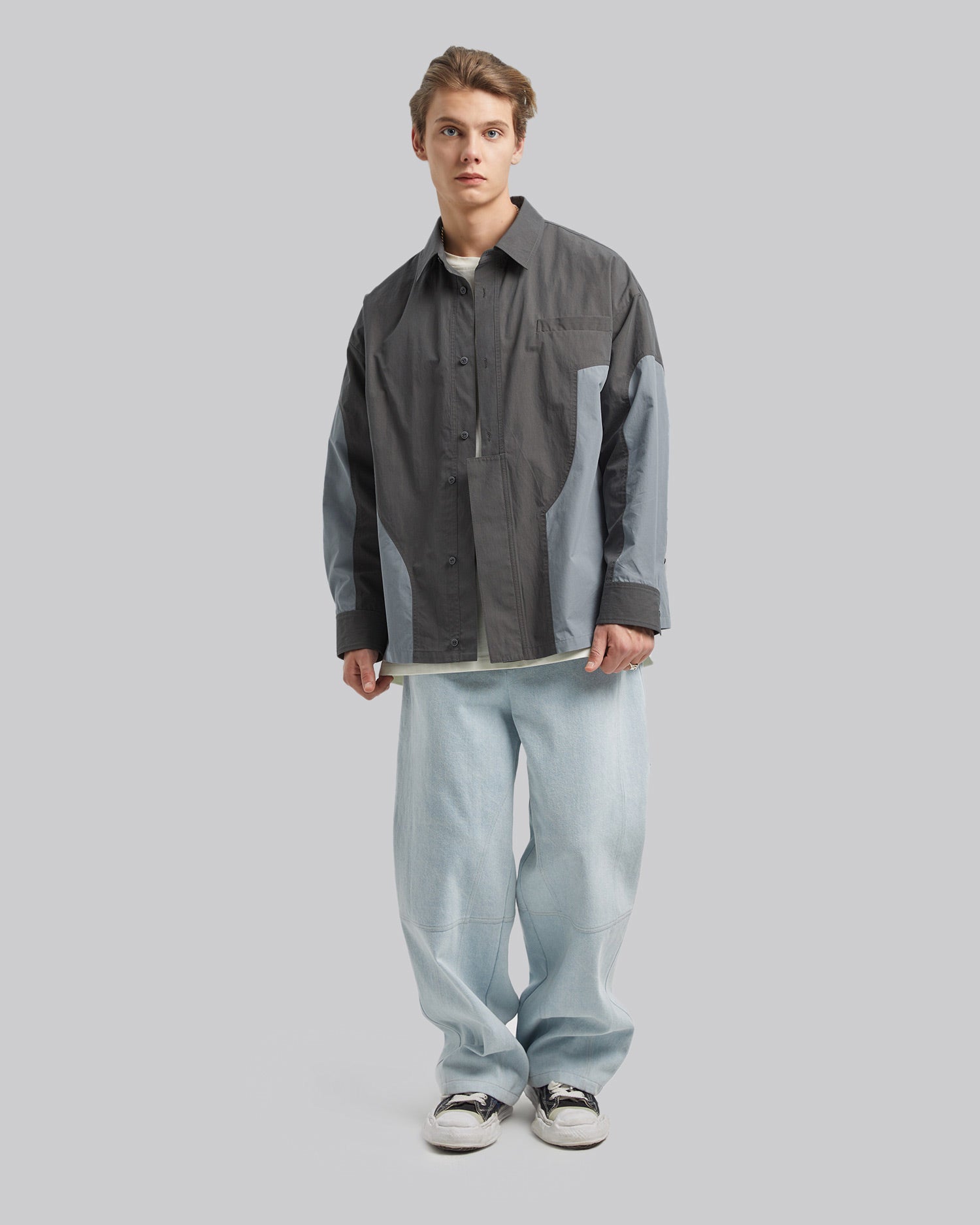 Irregular Paneled Relaxed Overshirt image 2