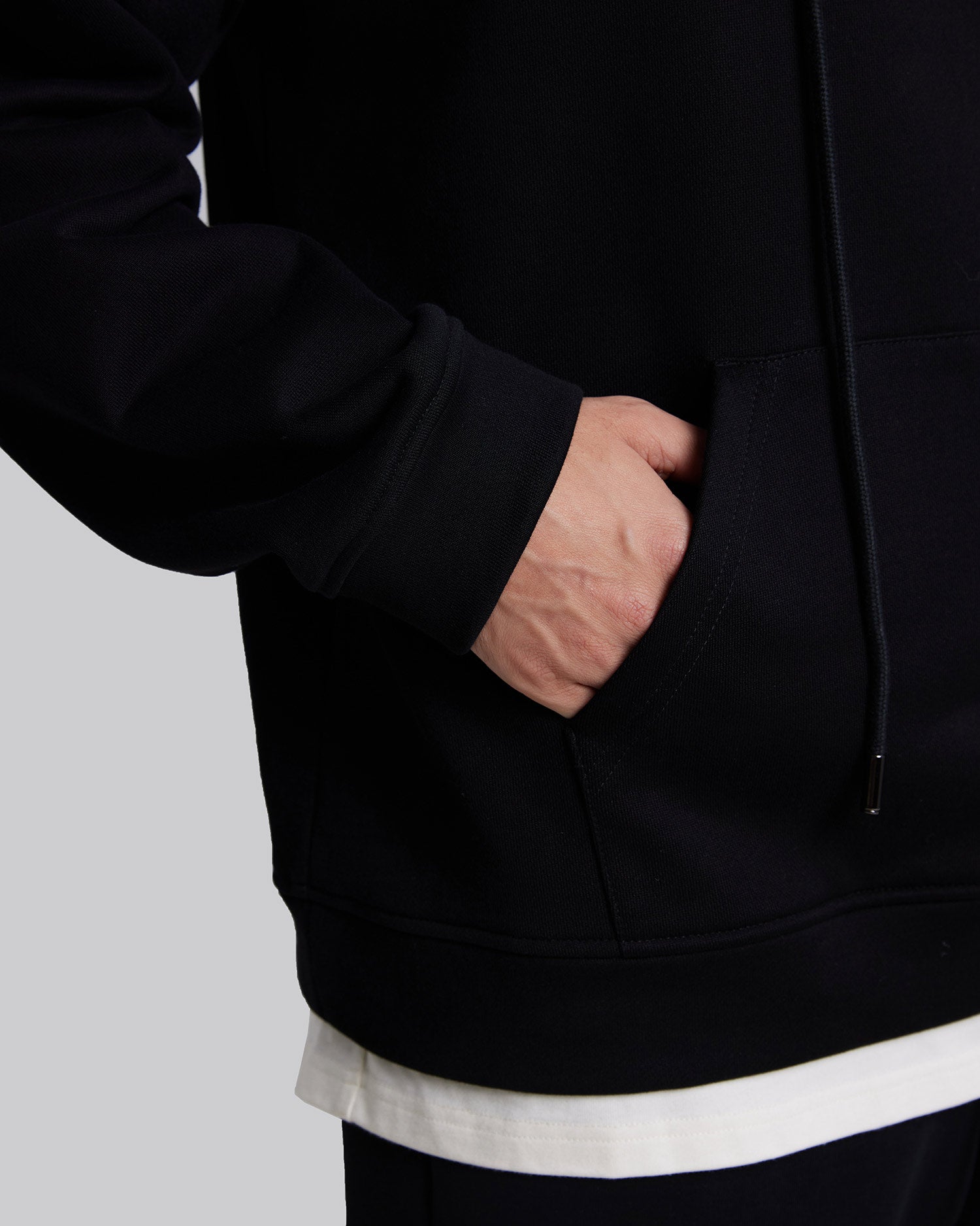 Black Cotton Paneled Hoodie image 5