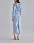 Elegant Side Slit Maxi Silk Dress image 1