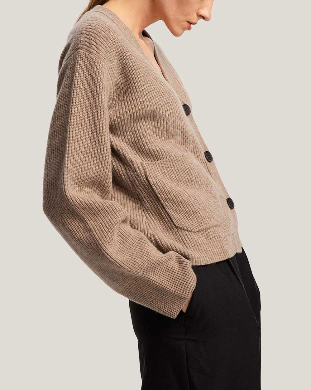 Buttoned Fine Knit 100% Wool Cardigan image 2