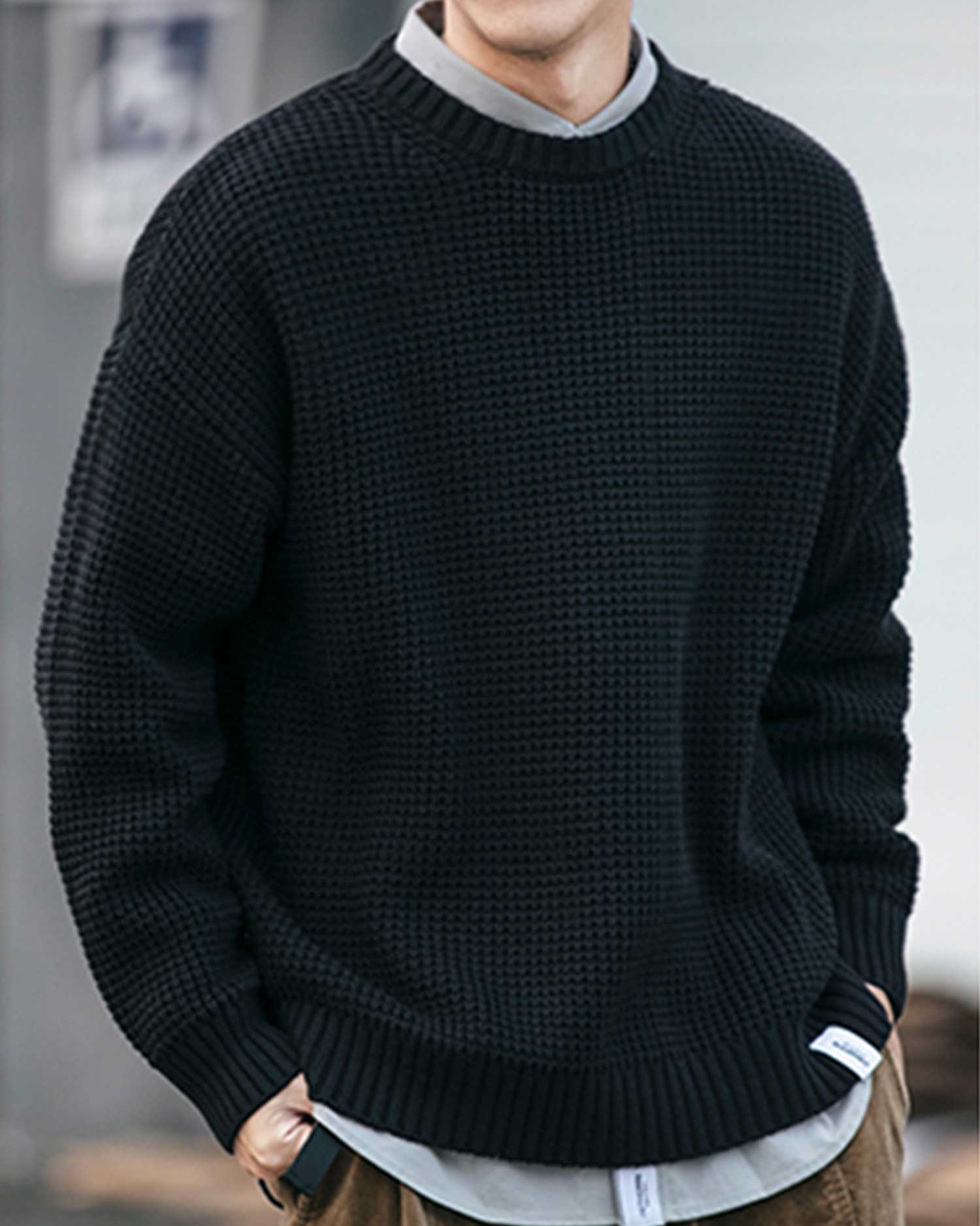 Waffle Crewneck Knit Jumper image 1