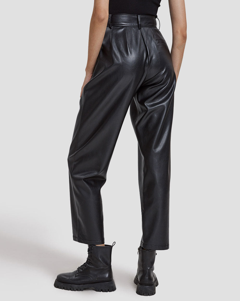 Faux Leather Front Pleat Pants image 3