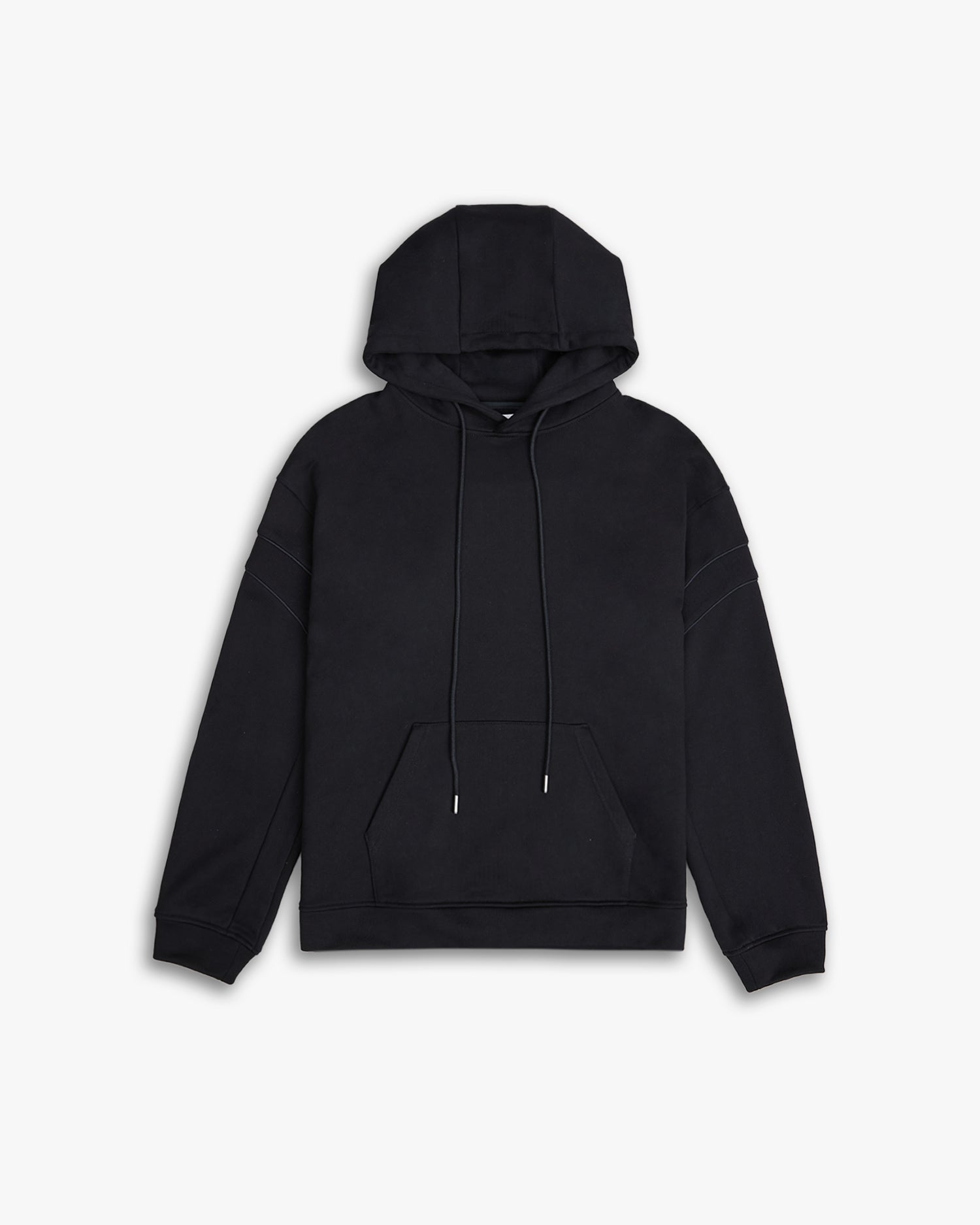 Black Cotton Paneled Hoodie image 0