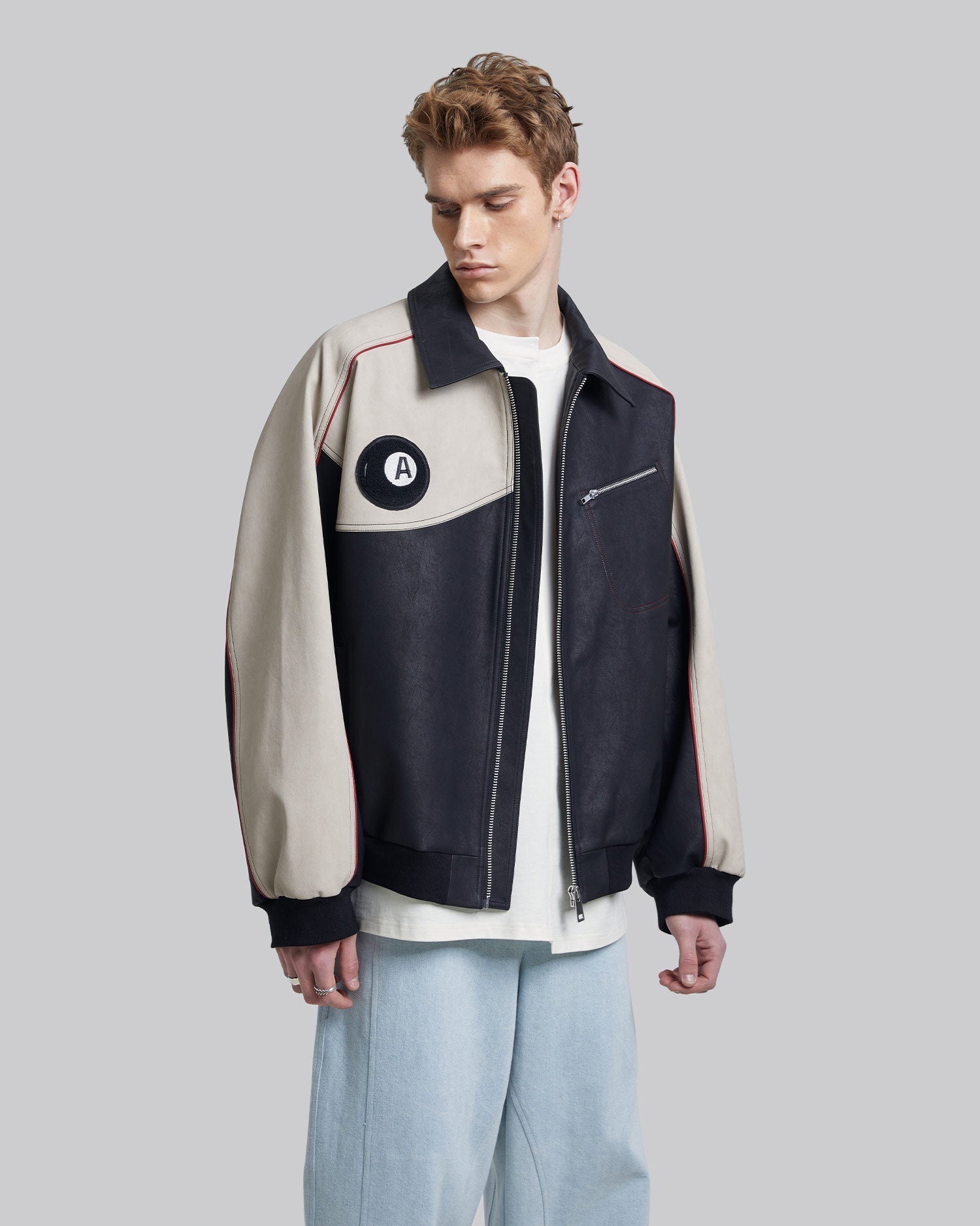 Patchwork Leather-Like Jacket image 1