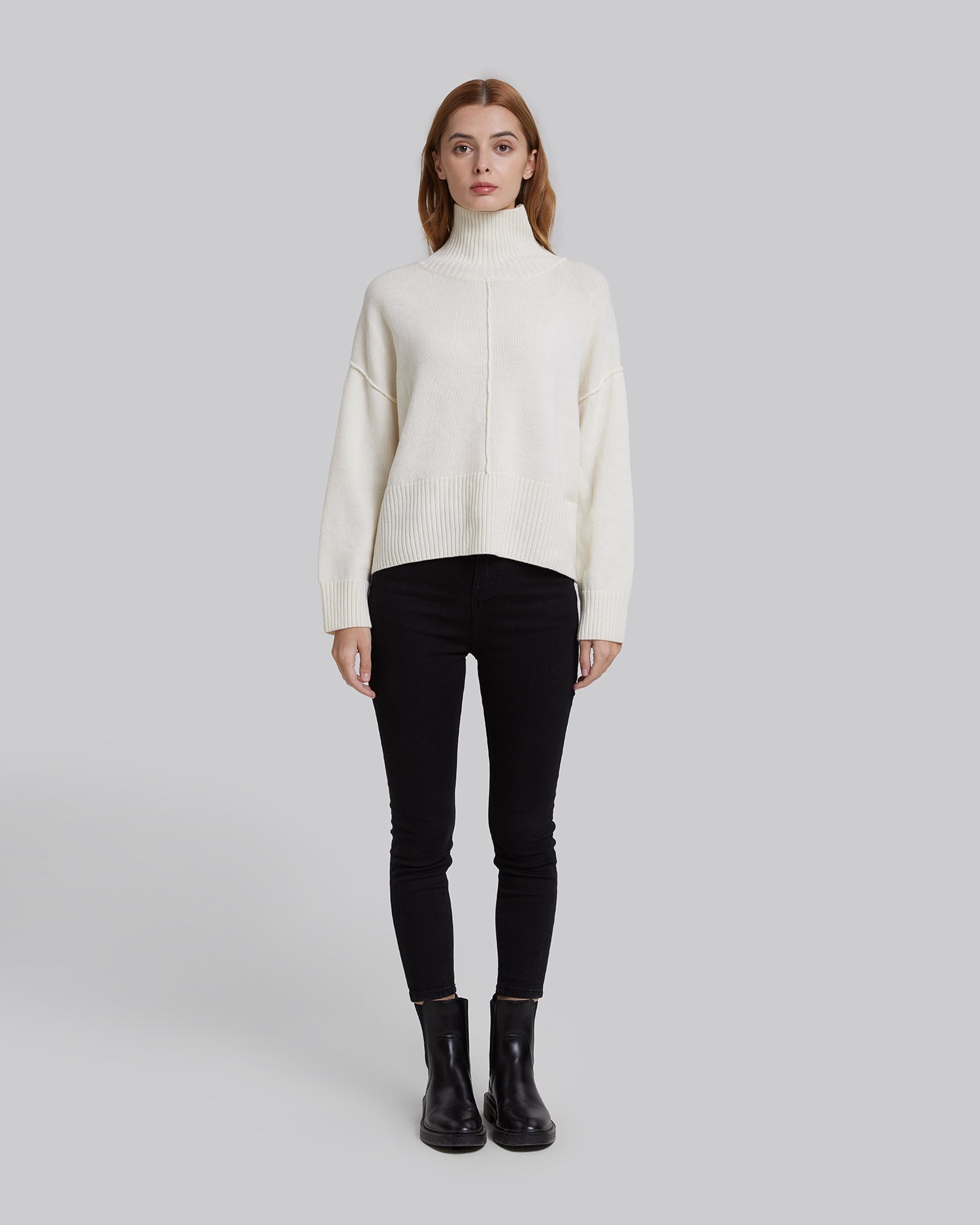 Pure Merino Wool Turtleneck Sweater - Ivory, S image
