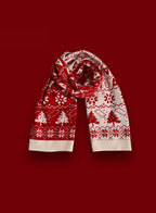 Christmas moose pattern faux cashmere scarf - Burgundy, OS image