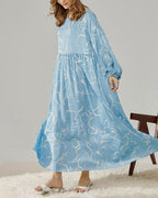 Pattern Print Relaxed Maxi Dress - Blue Track, S image