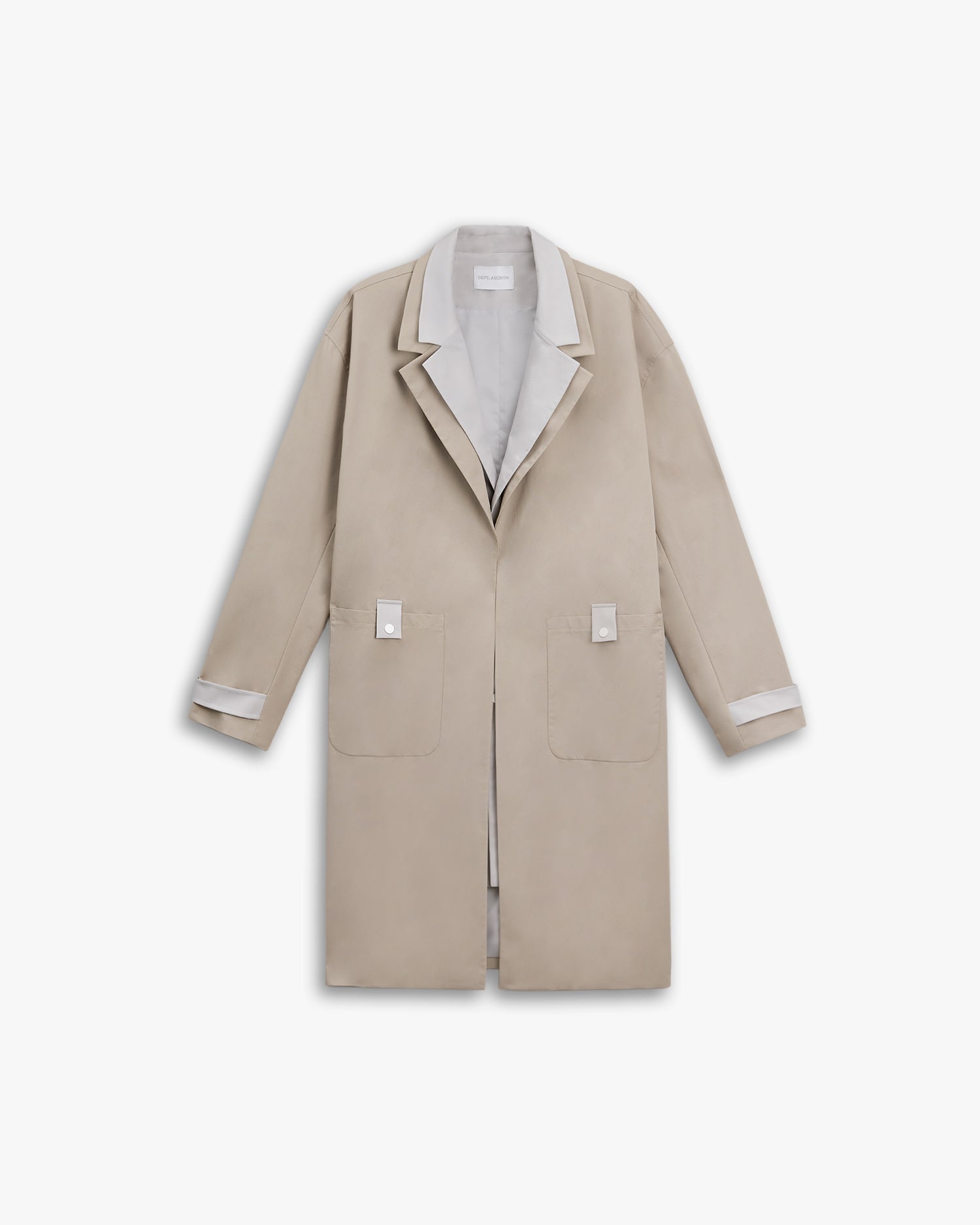 1 ×Double Lapel Coat - Greige, XL image