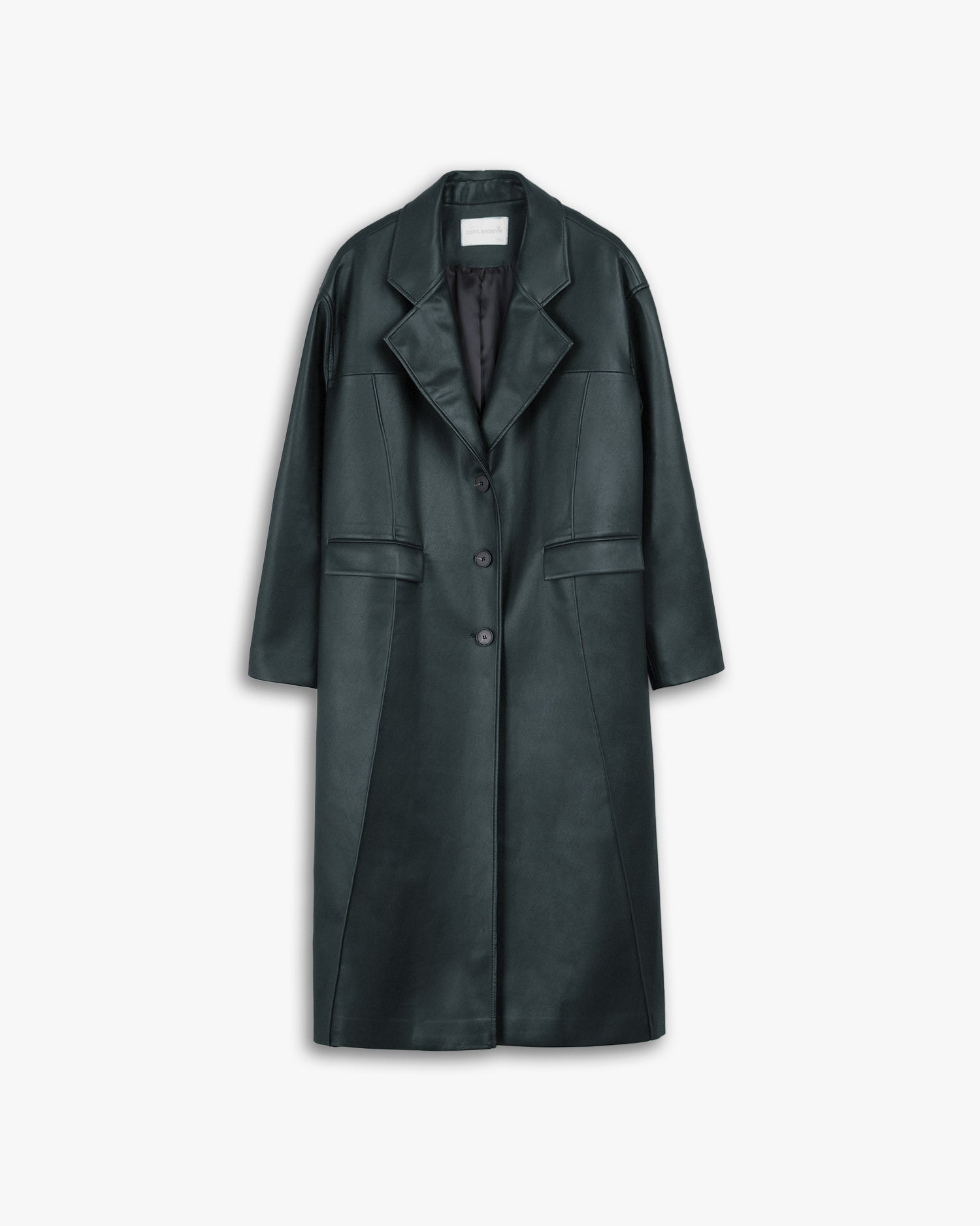Faux Leather Coat with Pinched Pleats - Peacock Blue, L image