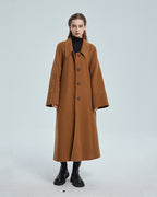 100% Wool Single Breasted Coat - Golden Brown, M image