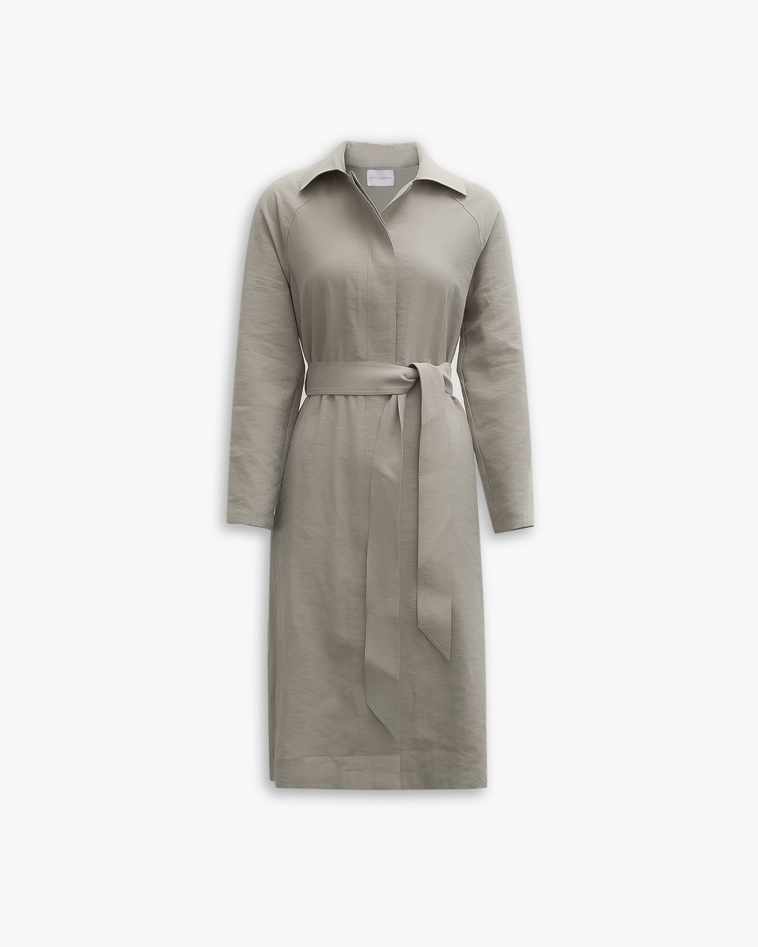 Belted Side Slit Long Shirt Dress image 0