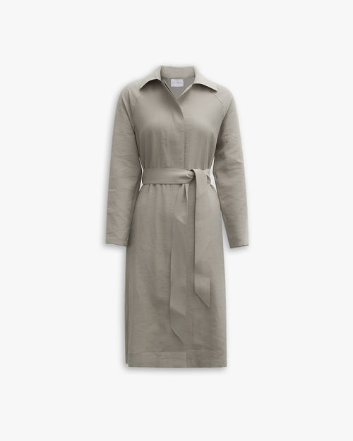 Belted Side Slit Long Shirt Dress image 0